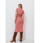 Robe Mi-longue en Jersey - Rose Uni Colore