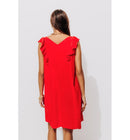 Robe Courte Évasée Femme - Rouge Uni Colore