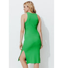 Robe Débardeur Mi-longue - Vert Uni Colore