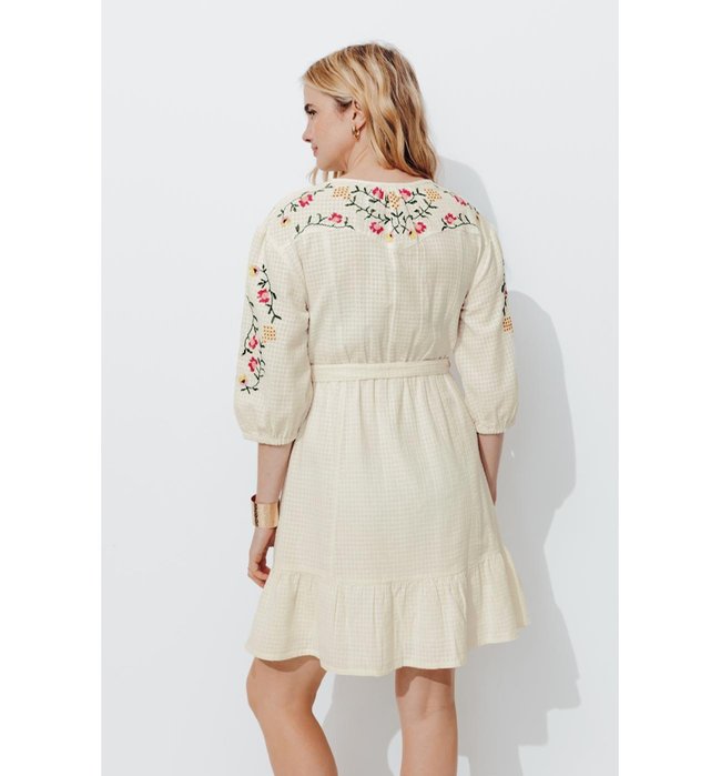 Robe Courte Point de Croix - Naturel Uni Clair
