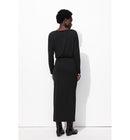 Robe Longue en Jersey Femme - Noir Uni Fonce