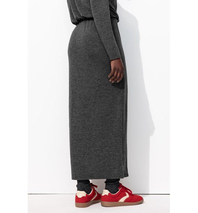 Robe Longue en Jersey Femme - Gris Uni Fonce