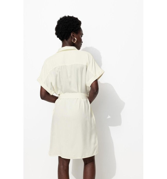 Robe Tunique Ceinturée Femme - Naturel Uni Clair