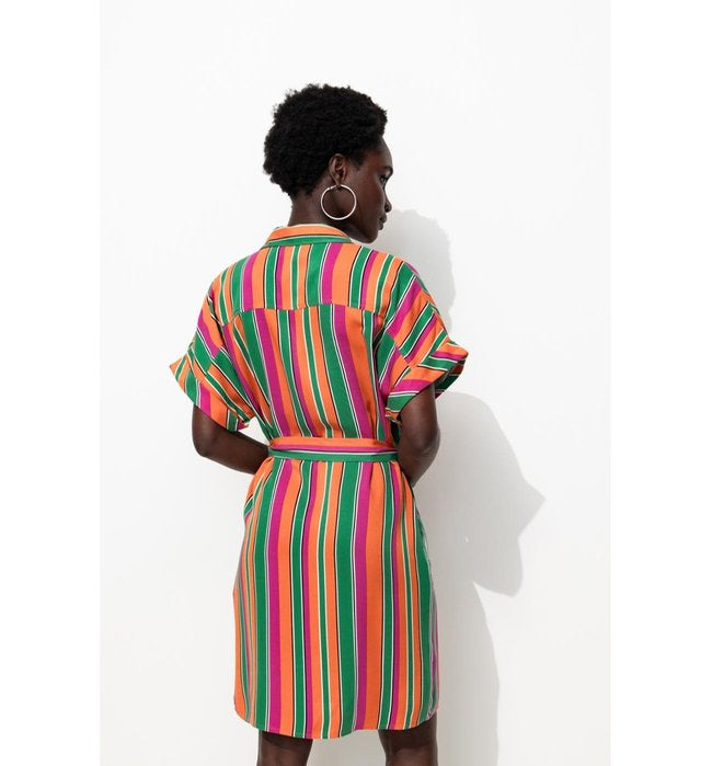 Robe Tunique Ceinturée Femme - Multicolore Imprime