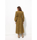 Robe Longue Brodée Femme - Kaki Uni Clair