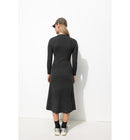 Robe Longue Côtelée Femme - Gris Uni Fonce