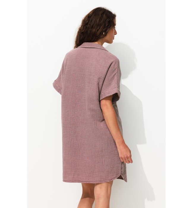 Robe Courte en Gaze de Coton - Violet Uni Colore