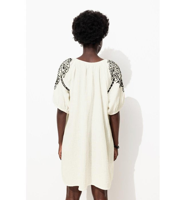 Robe Courte en Gaze de Coton - Naturel Uni Clair