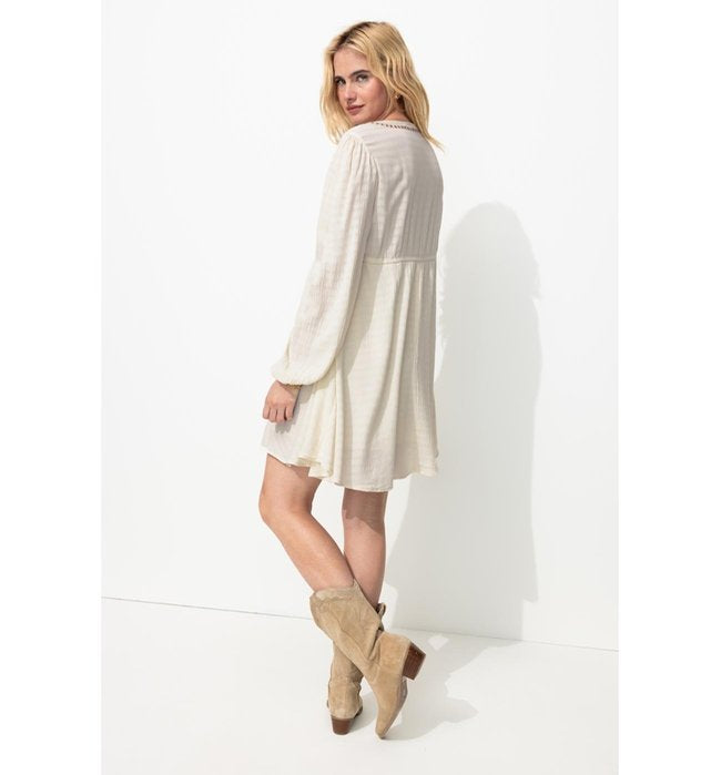 Robe Courte Brodée Femme - Naturel Uni Clair