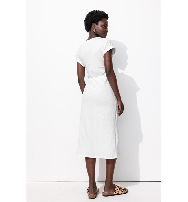Robe Mi-longue en Jersey - Blanc Uni Clair