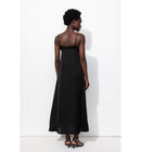 Robe Longue en Satin Femme - Noir Uni Fonce