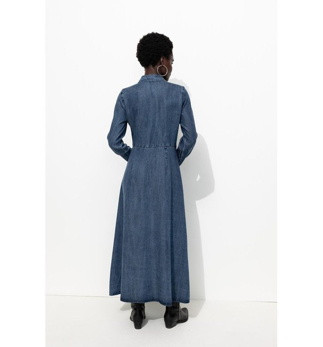 Longue Robe-chemise Femme - Jeans Uni Fonce