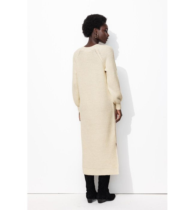 Robe-pull Côtelée Femme - Naturel Uni Clair