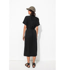 Robe-chemise Mi-longue Femme - Noir Uni Fonce