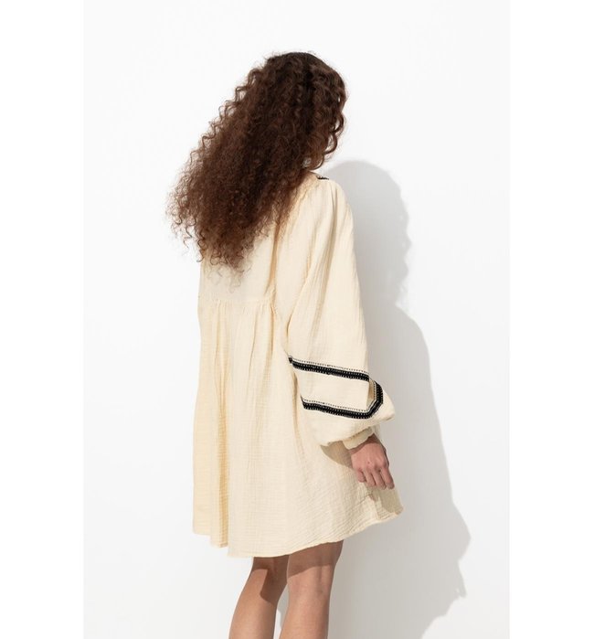 Robe Folk Brodée Femme - Naturel Uni Clair