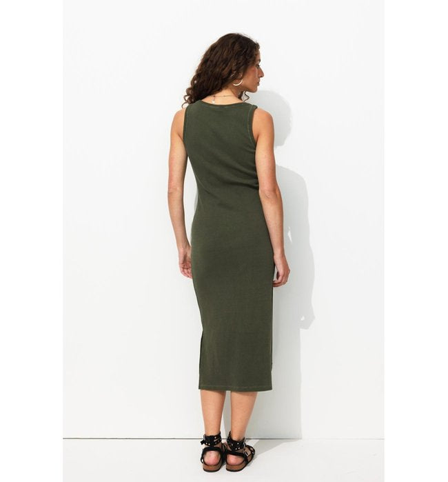 Robe-débardeur Éco-conçue - Kaki Uni Fonce
