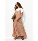 Robe Longue à Bretelles Femme - Rose Uni Colore