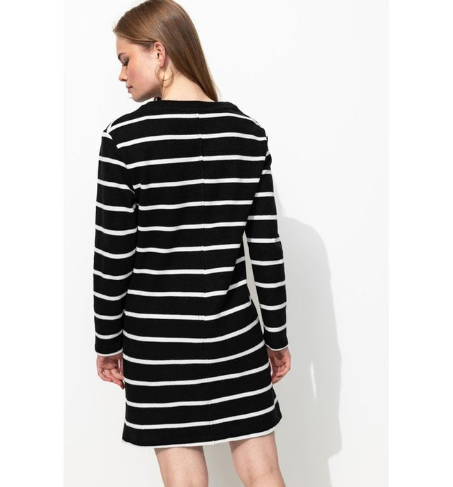 Robe Marinière en Coton - Noir Raye