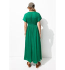 Robe Longue en Satin Uni Femme - Vert Uni Colore