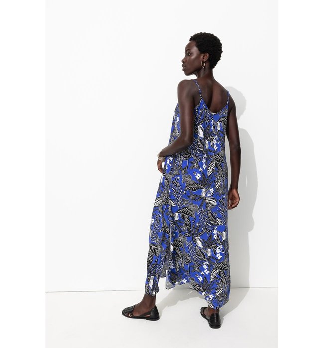 Robe Longue à Fines Bretelles - Bleu Imprime