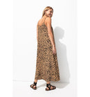 Robe Longue à Fines Bretelles - Marron Imprime