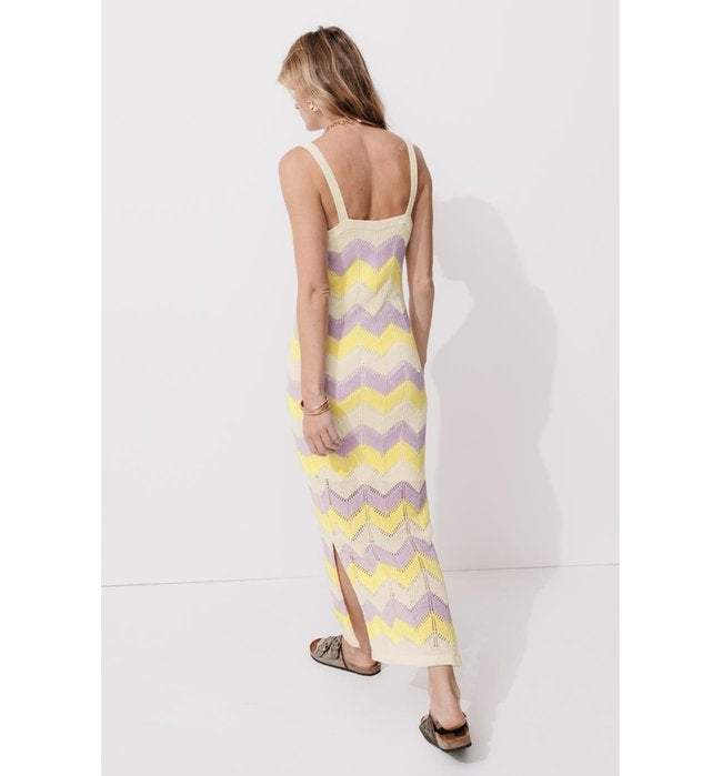 Robe Longue en Maille Femme - Multicolore Raye