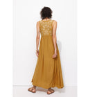Robe Longue Brodée Femme - Marron Uni Fonce
