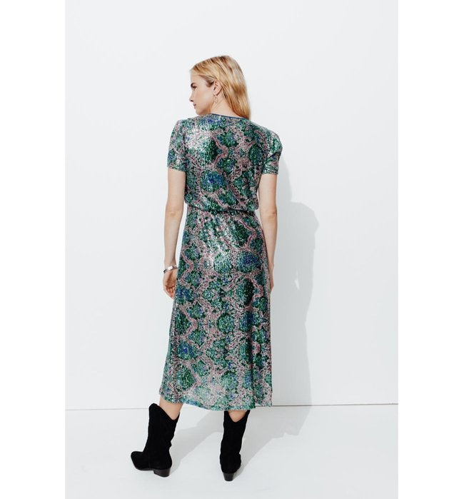 Robe Longue à Paillettes - Multicolore Imprime