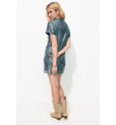 Robe Courte à Paillettes Femme - Bleu Imprime