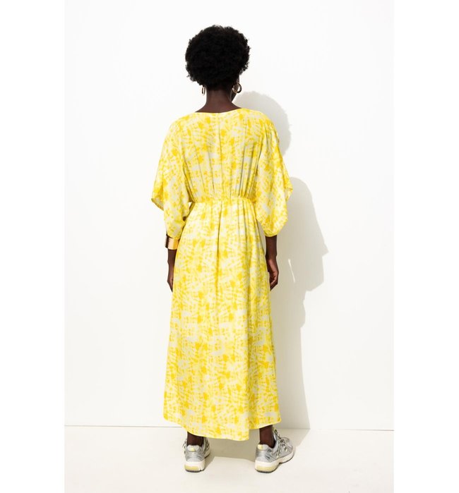 Robe Longue Imprimée Femme - Jaune Imprime