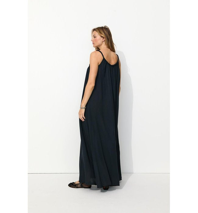 Robe Longue à Bretelles Femme - Bleu Uni Fonce