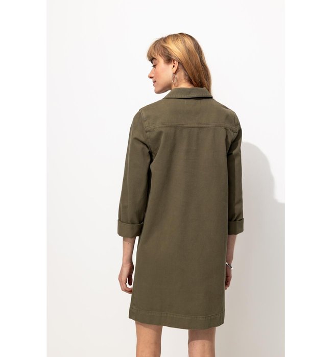 Robe Col Vareuse Léopard - Kaki Uni Fonce