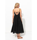 Robe Brodée à Fines Bretelles - Noir Uni Fonce