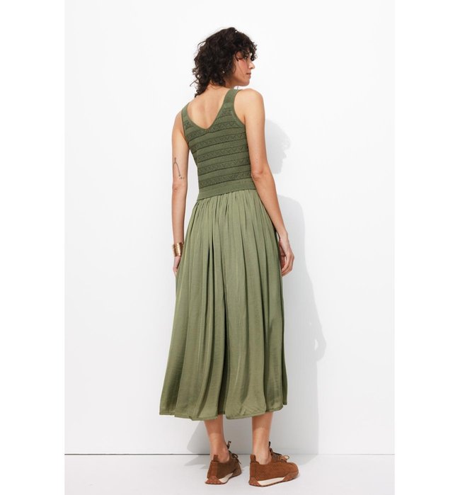 Robe Midi Femme - Kaki Uni Fonce