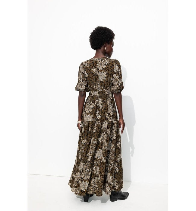 Longue Robe Léopard Femme - Kaki Imprime