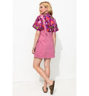 Robe-salopette en Toile Femme - Rose Uni Colore