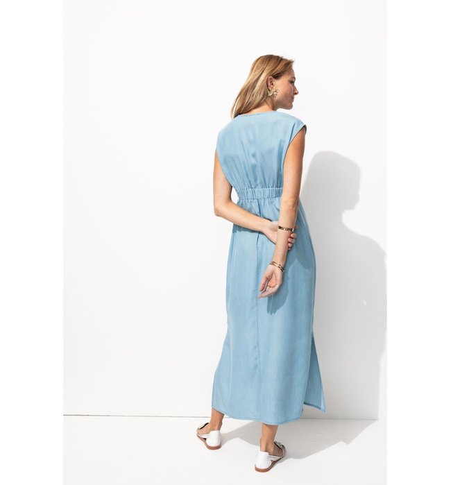 Robe Longue sans Manches Femme - Jeans Uni Clair