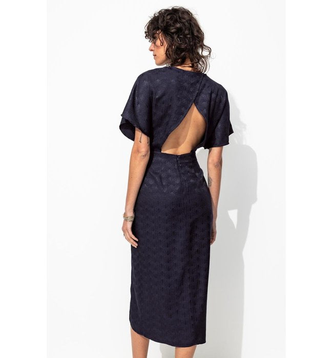 Robe Midi Éco-conçue - Bleu Uni Fonce