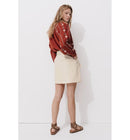 Jupe Courte Ceinturée Femme - Naturel Uni Clair
