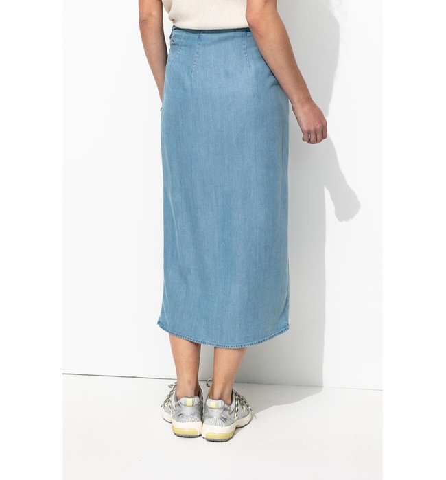 Jupe Portefeuille en Lyocell - Jeans Uni Fonce