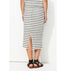 Jupe Midi en Tricot Femme - Noir Raye