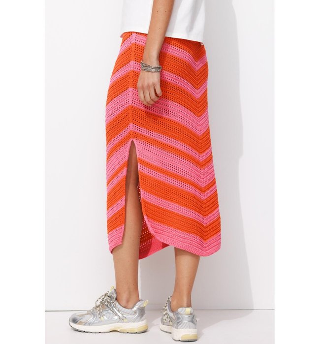 Jupe Midi en Crochet Femme - Multicolore Raye