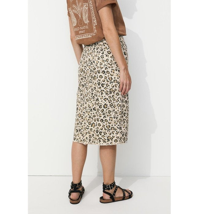 Jupe Midi Léopard Femme - Naturel Imprime