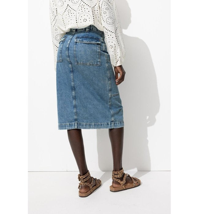 Jupe Midi en Jean Femme - Jeans Uni Clair