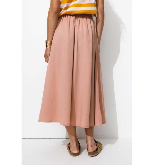 Jupe Midi Évasée en Lyocell - Rose Uni Colore