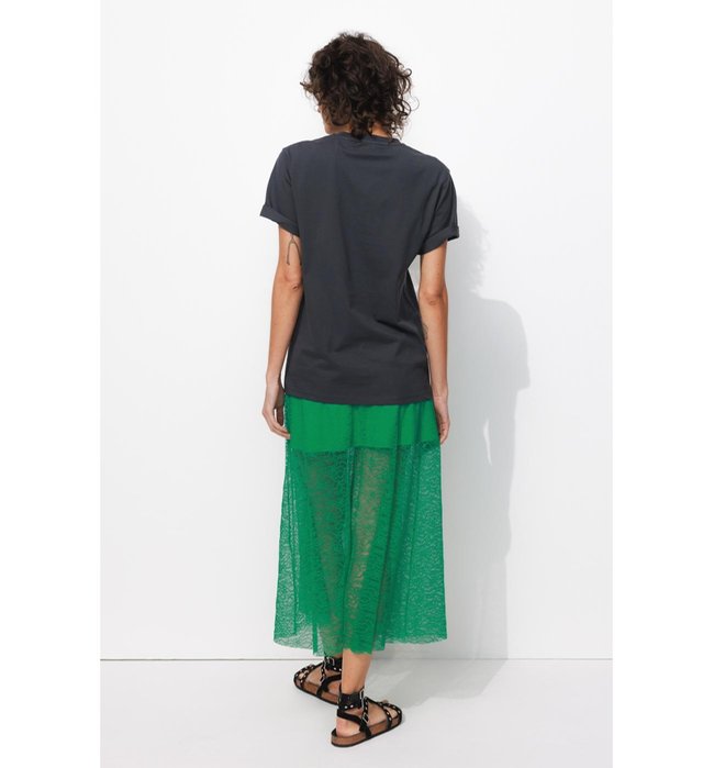 Jupe Longue en Dentelle Femme - Vert Uni Colore