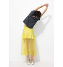 Jupe Longue en Dentelle Femme - Jaune Uni Colore
