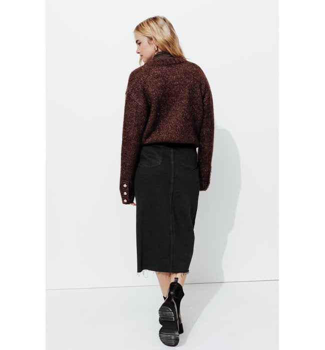 Jupe Midi en Jean Femme - Jeans Uni Fonce