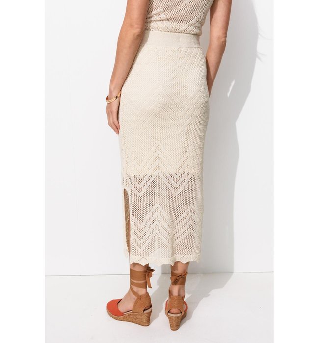 Jupe Midi en Maille Filet - Naturel Uni Clair