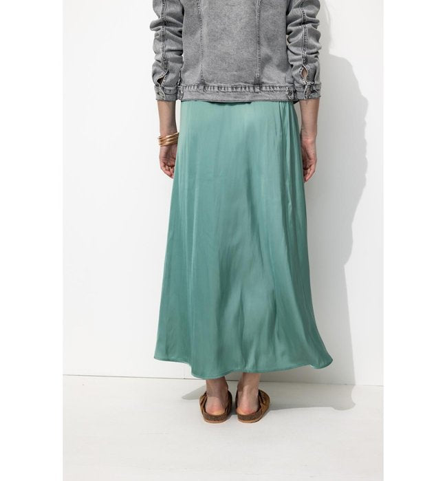 Jupe Longue en Satin Femme - Gris Uni Fonce